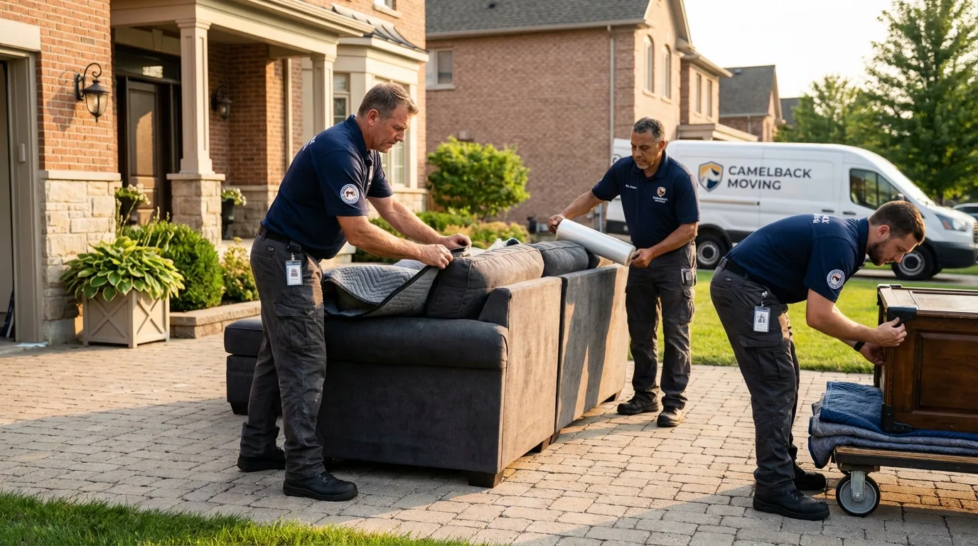 Large estate moving crew wrapping furniture in Placerville, CA